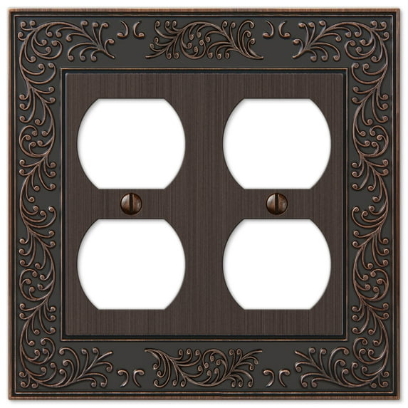 Amerelle 43DDVB English Garden Wallplate, 2 Duplex, Cast Metal, Aged Bronze, 1-Pack