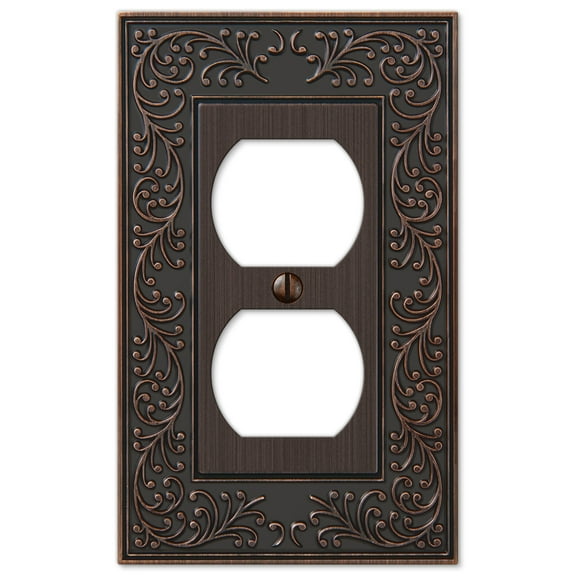 Amerelle 43DVB English Garden Wallplate, 1 Duplex, Cast Metal, Aged Bronze, 1-Pack