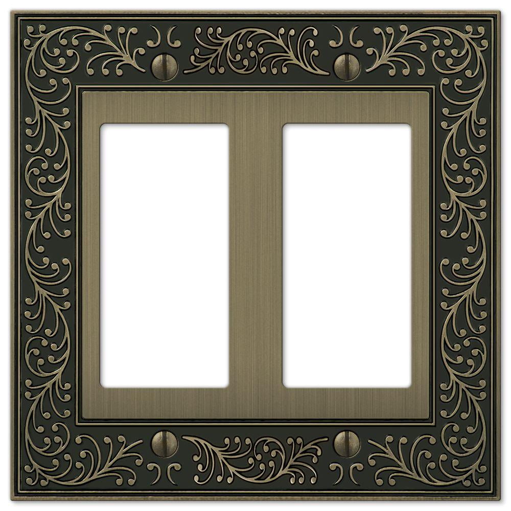 Brushed Brass Decorative 2 Rocker Wallplate
