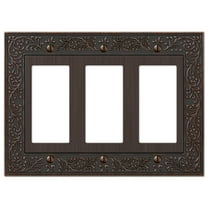 Amerelle 43RRRVB English Garden Wallplate, 3 Rocker, Cast Metal, Aged Bronze, 1-Pack