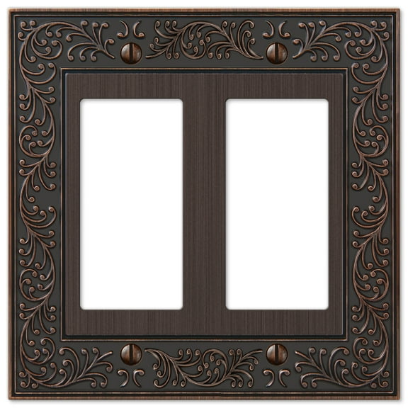 Amerelle 43RRVB English Garden Wallplate, 2 Rocker, Cast Metal, Aged Bronze, 1-Pack