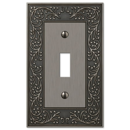 Amerelle 43TAN English Garden Wallplate, 1 Toggle, Cast Metal, Antique Nickel, 1-Pack