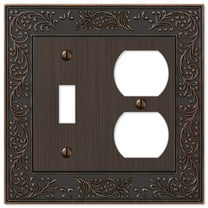 Amerelle 43TDVB English Garden Wallplate, 1 Toggle / 1 Duplex, Cast Metal, Aged Bronze, 1-Pack