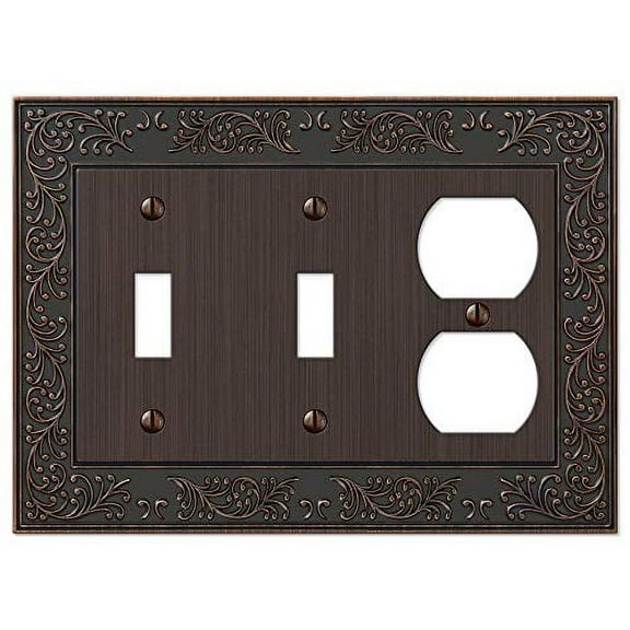 Amerelle 43TTDVB Moderne Wallplate 2 Toggle / 1 Duplex Cast Metal Bronze 1-Pack