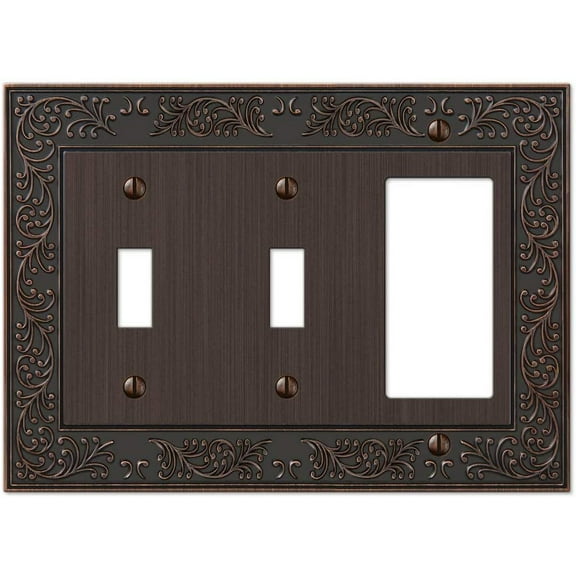 Amerelle 43TTRVB Moderne Wallplate 2 Toggle / 1 Rocker Cast Metal Bronze 1-Pack