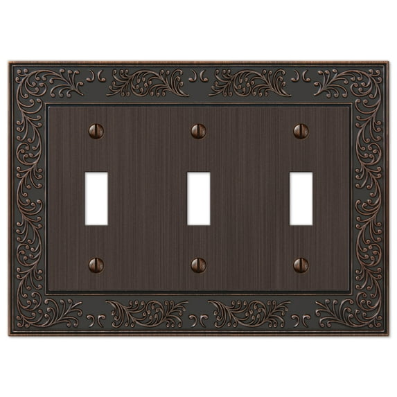 Amerelle 43TTTVB English Garden Wallplate, 3 Toggle, Cast Metal, Aged Bronze, 1-Pack