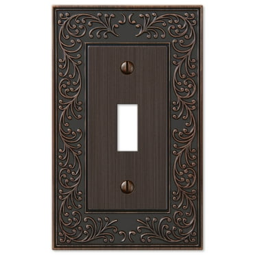 Amerelle 43TVB English Garden Wallplate, 1 Toggle, Cast Metal, Aged Bronze, 1-Pack