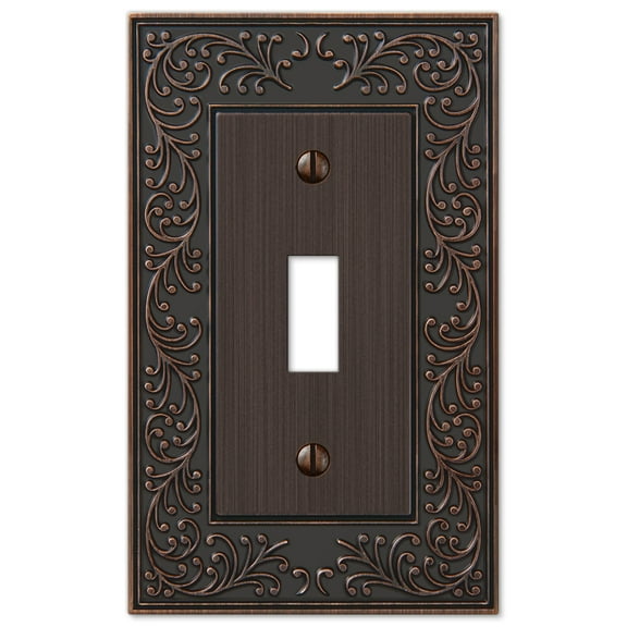 Amerelle 43TVB English Garden Wallplate, 1 Toggle, Cast Metal, Aged Bronze, 1-Pack