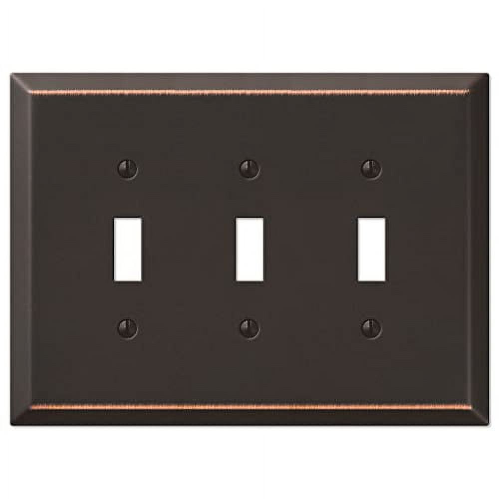 Amerelle 463TTTDB Oversized Wallplate, 3 Toggle, Steel, Aged Bronze, 1-Pack