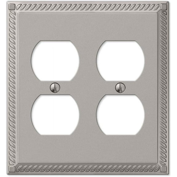 Amerelle 54DDN Moderne Wallplate 2 Duplex Cast Metal Satin Nickel 1-Pack