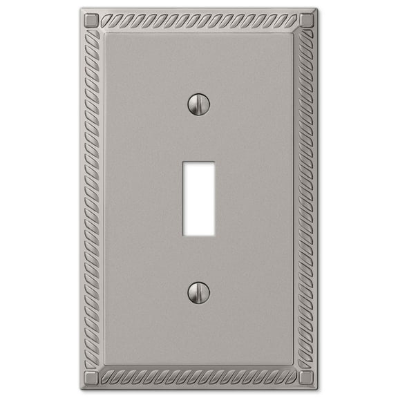 Amerelle 54TN Georgian Tumbled Wallplate, 1 Toggle, Cast Metal, Satin Nickel, 1-Pack