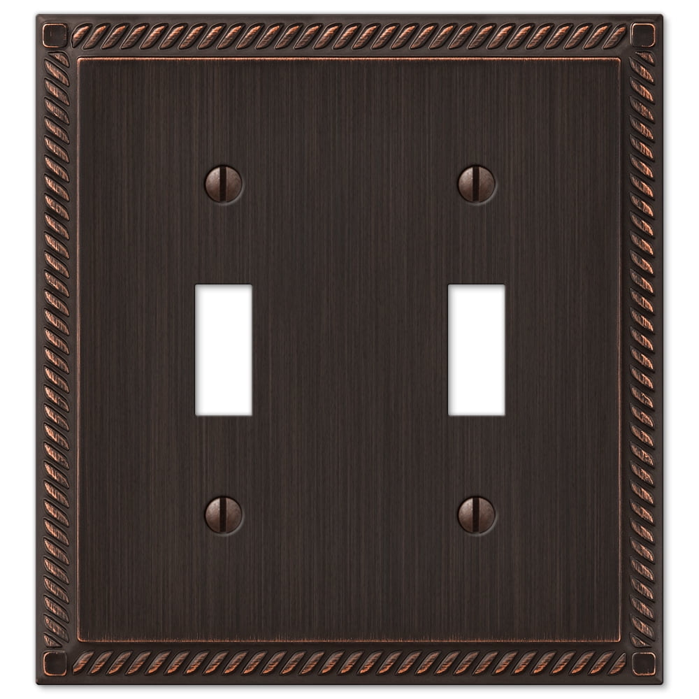 Aged Bronze Double Toggle Cast Metal Wall Plate