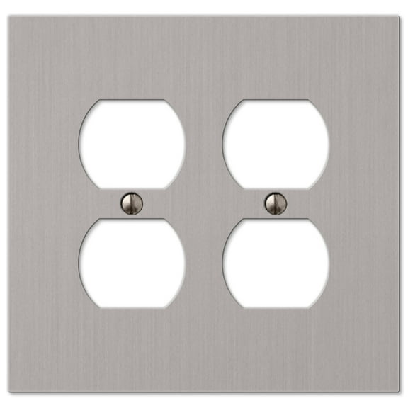 Amerelle 55DDBN Elan Wallplate, 2 Duplex, Cast Metal, Brushed Nickel, 1-Pack