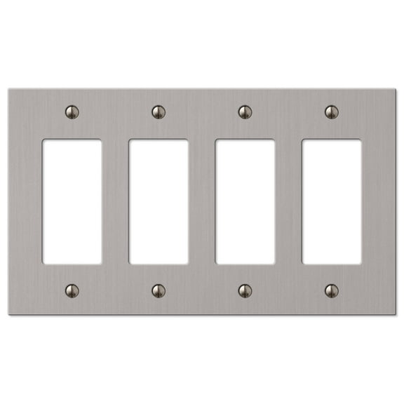 Amerelle 55R4BN Elan Wallplate, 4 Rocker, Cast Metal, Brushed Nickel, 1-Pack