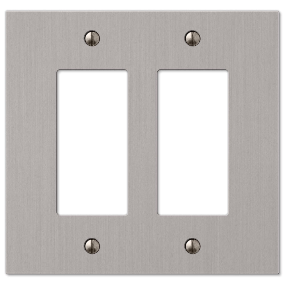 Brushed Nickel Double Rocker Cast Metal Wall Plate