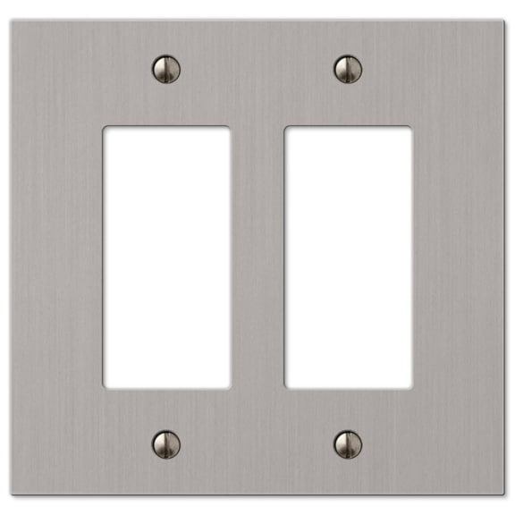 Amerelle 55RRBN Elan Wallplate, 2 Rocker, Cast Metal, Brushed Nickel, 1-Pack