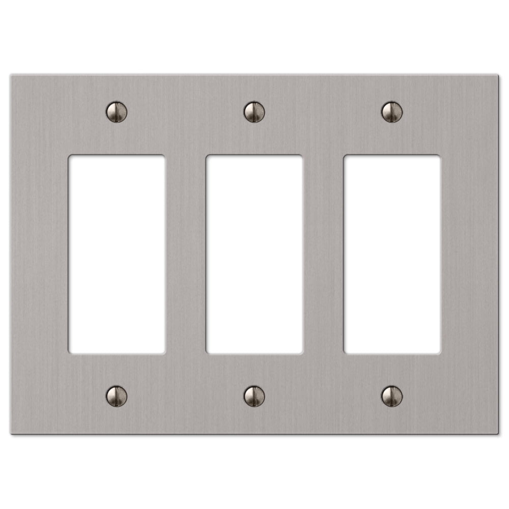 Brushed Nickel 3-Rocker Cast Metal Wallplate