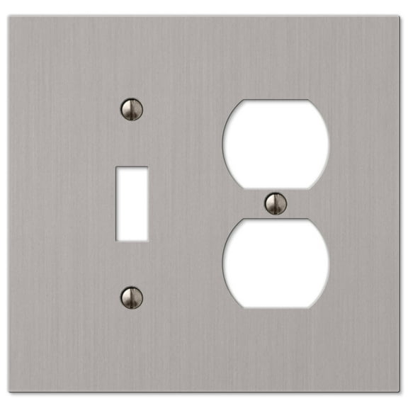 Amerelle 55TDBN Elan Wallplate, 1 Toggle / 1 Duplex, Cast Metal, Brushed Nickel, 1-Pack