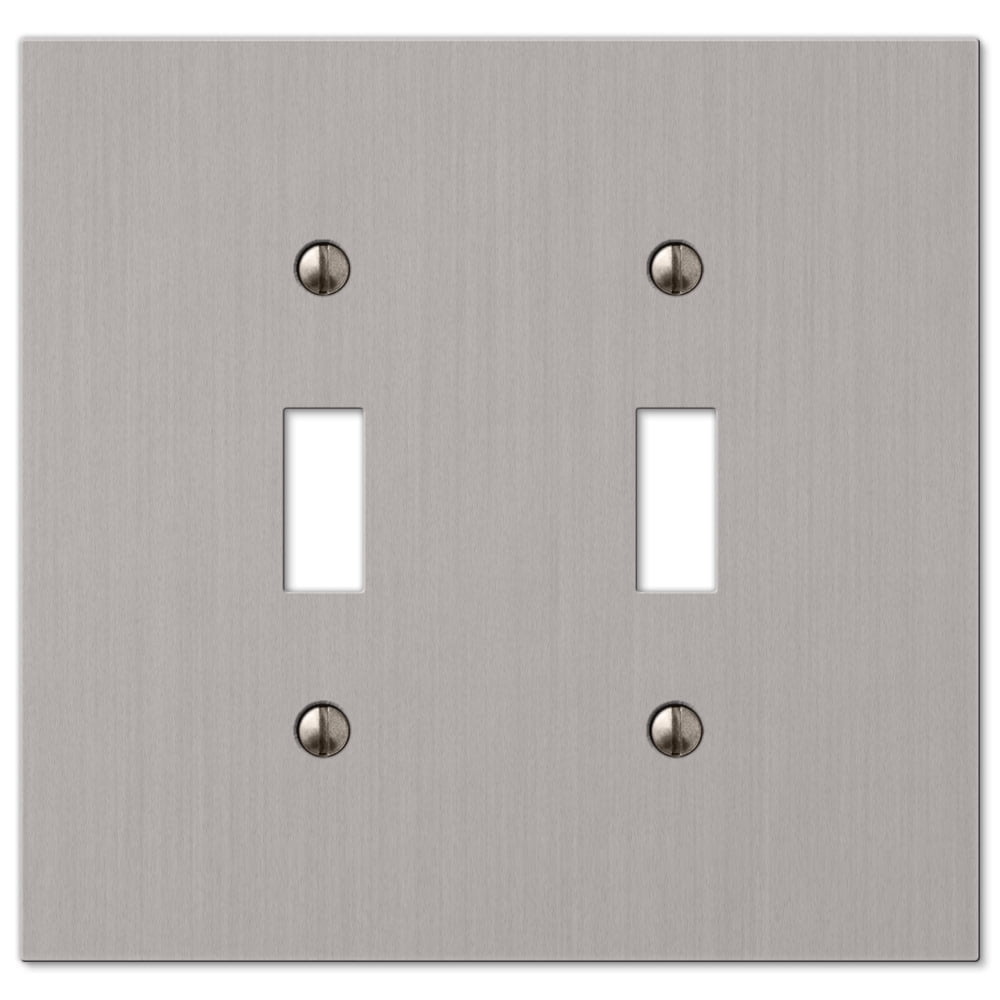 Brushed Nickel Double Toggle Cast Metal Wallplate
