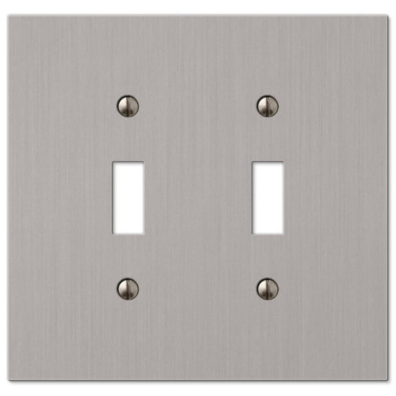 Amerelle 55TTBN Elan Wallplate, 2 Toggle, Cast Metal, Brushed Nickel, 1-Pack