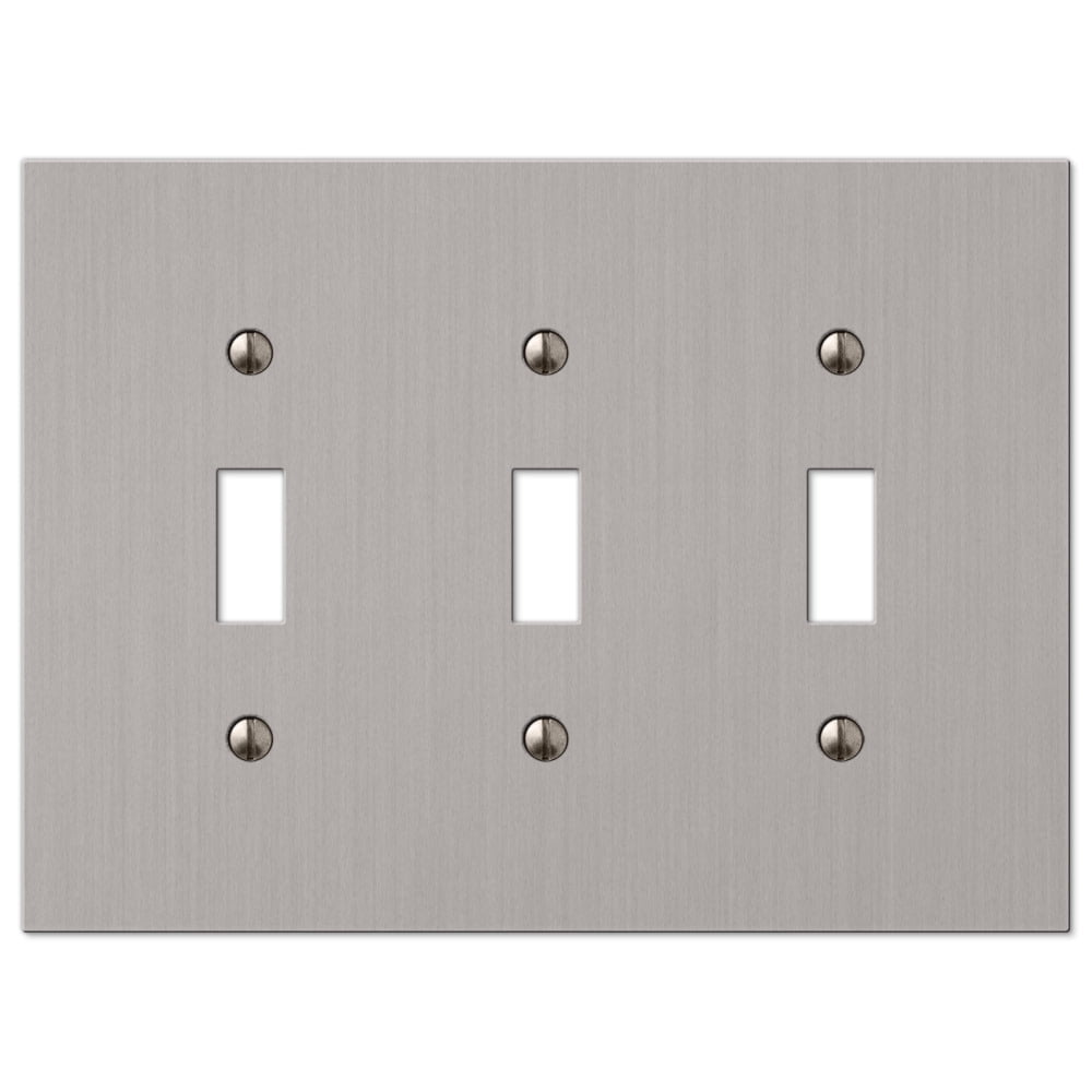 Brushed Nickel Triple Toggle Cast Metal Wallplate