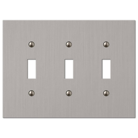 Amerelle 55TTTBN Elan Wallplate, 3 Toggle, Cast Metal, Brushed Nickel, 1-Pack