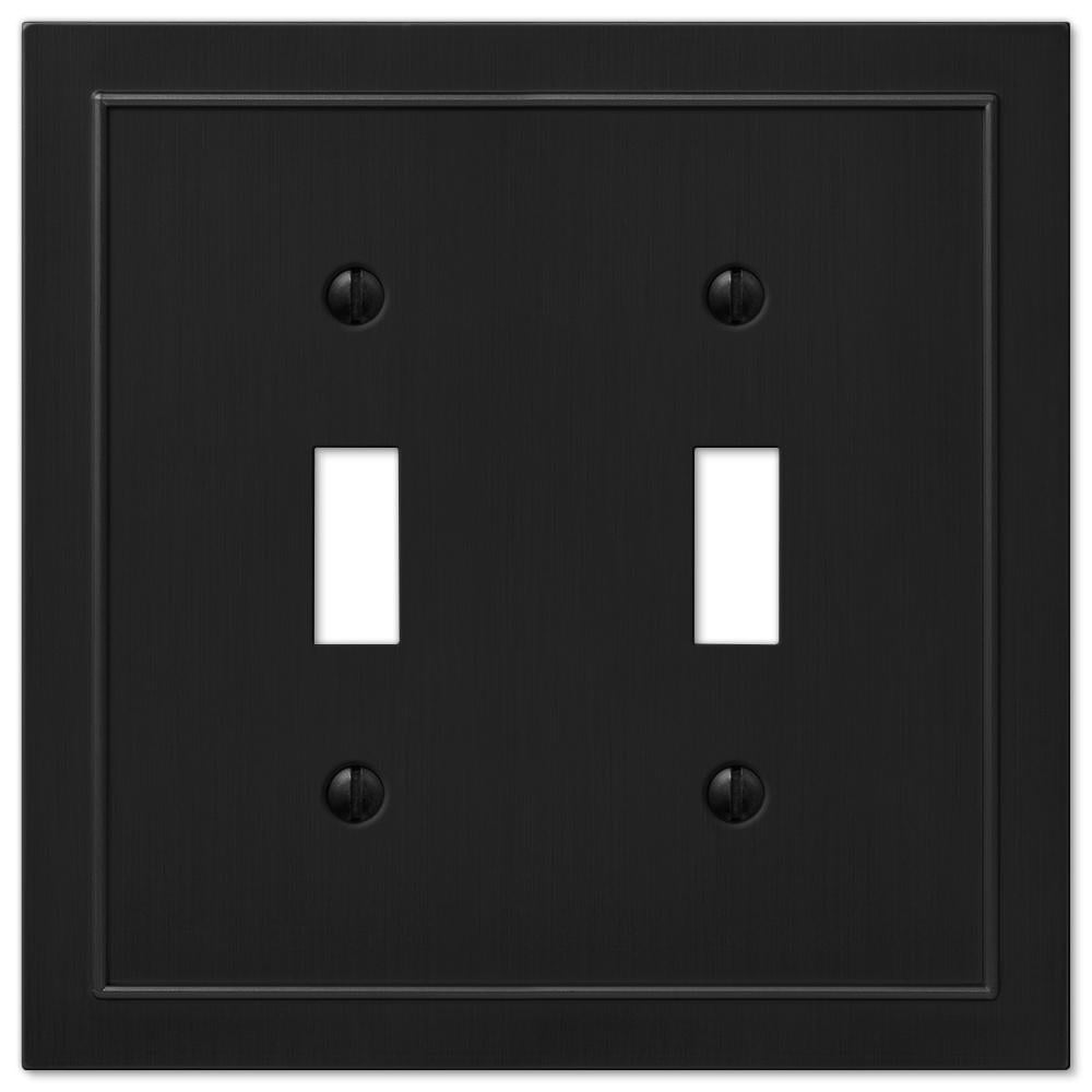 Bethany Black Metal 2-Gang Toggle Light Switch Wall Plate