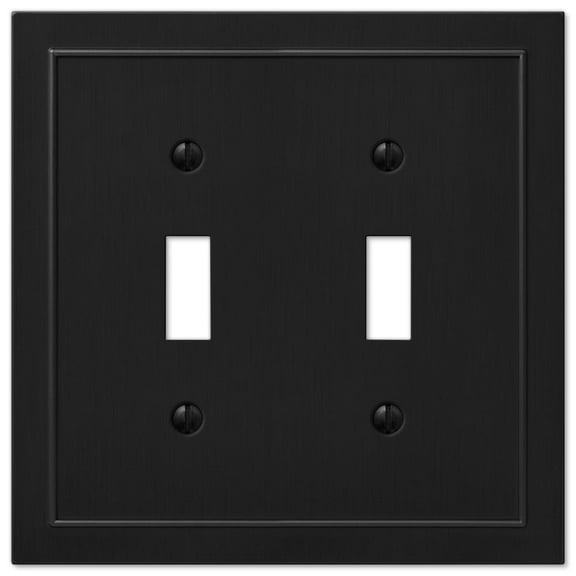 Amerelle 57TTBK Bethany Wallplate, 2 Toggle, Cast Metal, Black 1-Pack