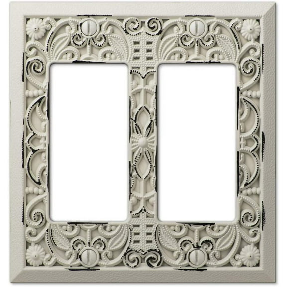 Amerelle 65RRAW Moderne Wallplate 2 Rocker Cast Metal White 1-Pack