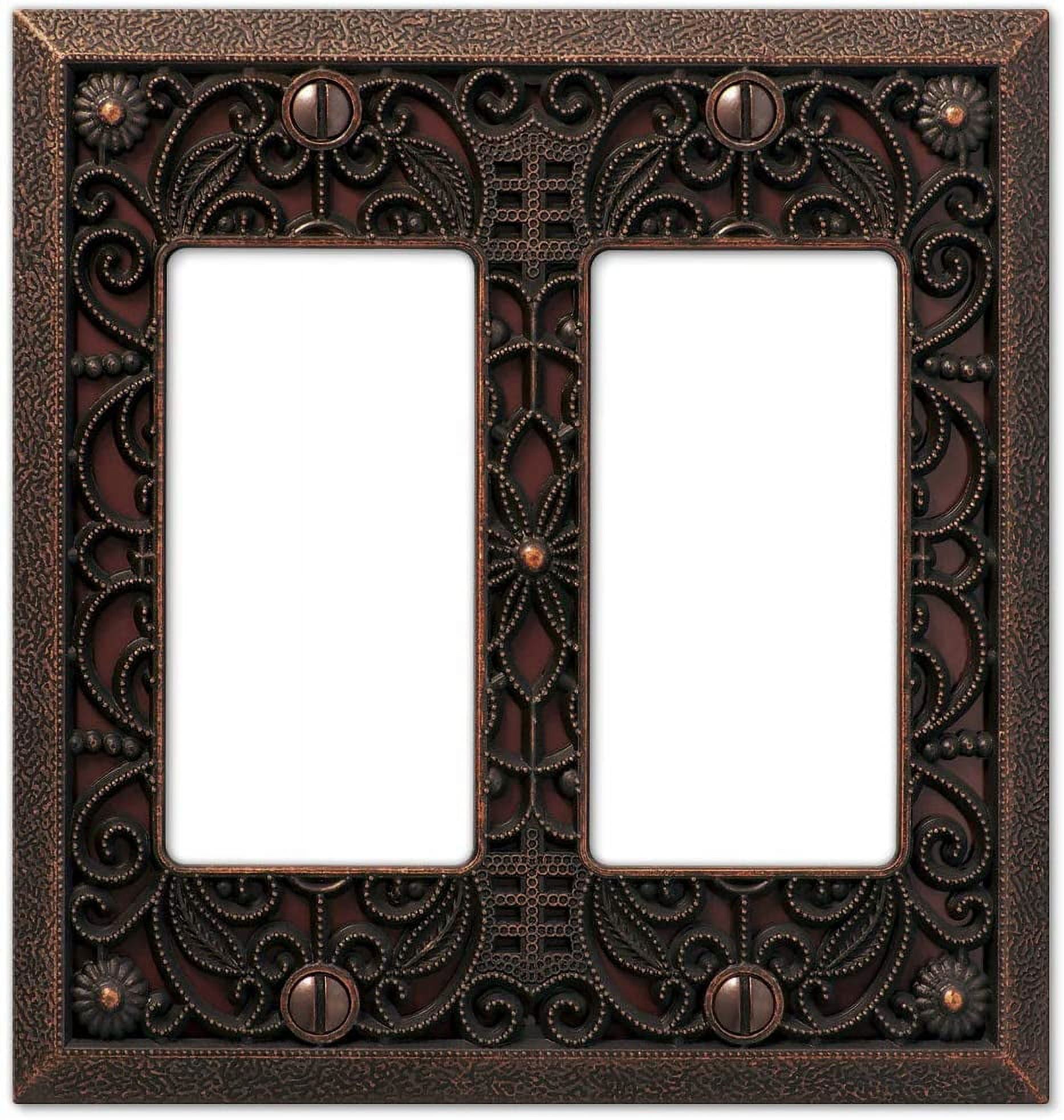 Aged Bronze Double Rocker Filigree Wall Plate