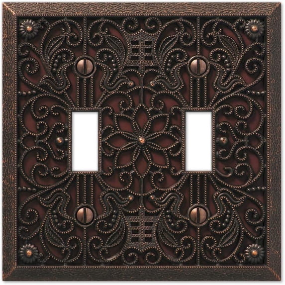 Amerelle 65TTDB Moderne Wallplate 2 Toggle Cast Metal Bronze 1-Pack