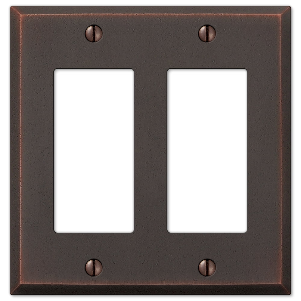 Manhattan Aged Bronze 2-Gang Metal Rocker Wall Plate