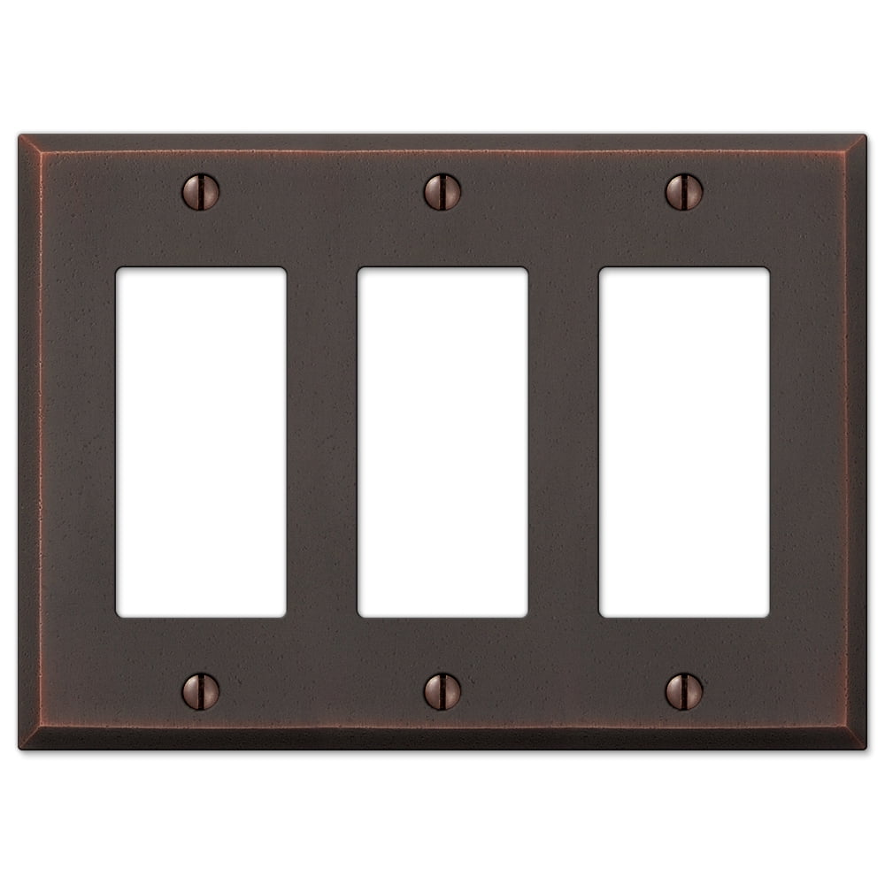 Amerelle 68RRRDB Manhattan Wallplate, 3 Rocker, Cast Metal, Aged Bronze, 1-Pack