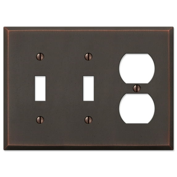 Amerelle 68TTDDB Manhattan Wallplate, 2 Toggle / 1 Duplex, Cast Metal, Aged Bronze, 1-Pack