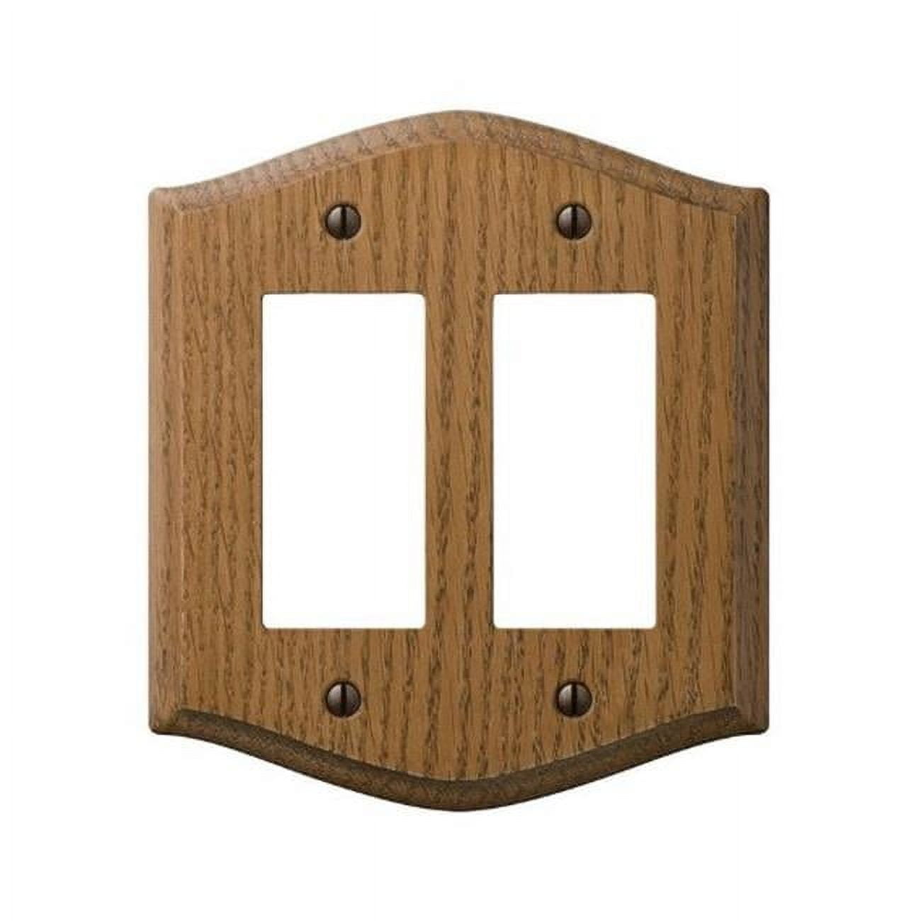 Amerelle Medium Brown Oak 2-Gang Decorator Wall Plate