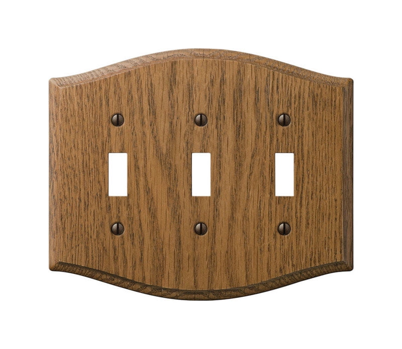 Medium Oak 3-Gang Toggle Wall Plate
