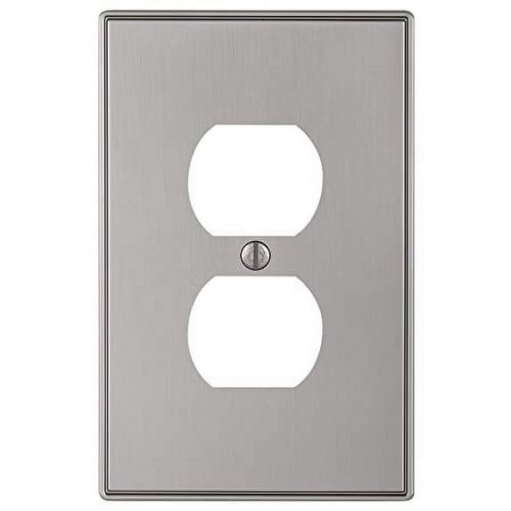 Amerelle 70DBN Halle Wallplate, 1 Duplex, Cast Metal, Brushed Nickel, 1-Pack