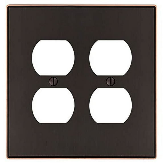 Amerelle 70DDDB Halle Wallplate, 2 Duplex, Cast Metal, Aged Bronze, 1-Pack