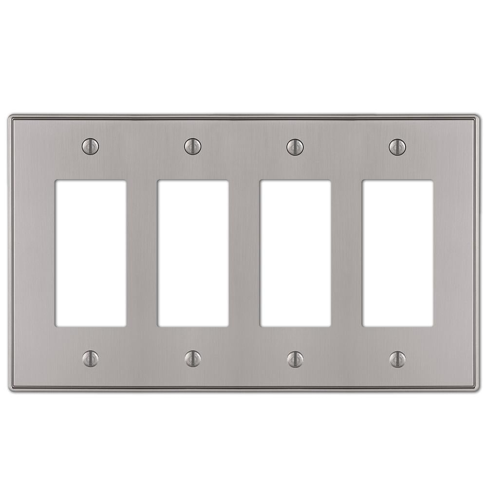 Brushed Nickel 4-Gang Metal Decorator Wall Plate