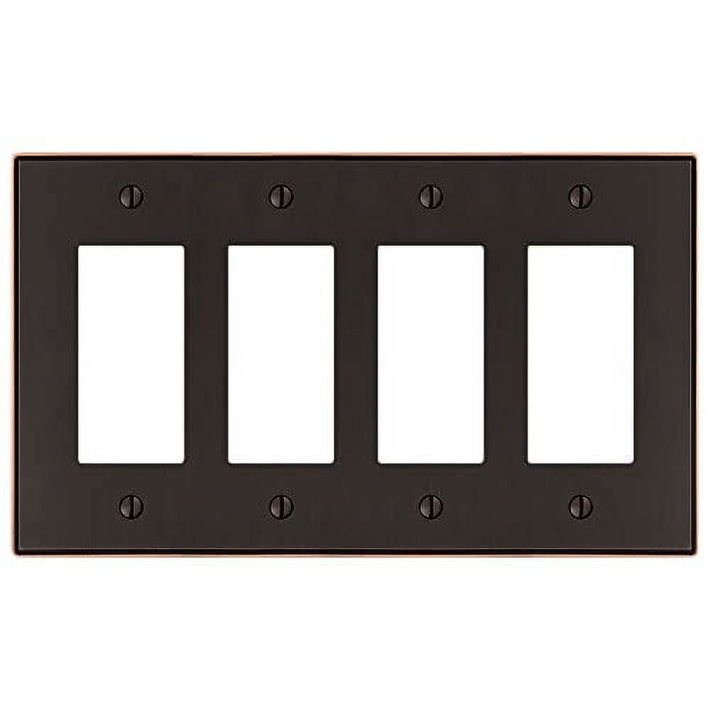Aged Bronze Quad Rocker Cast Metal Wall Plate