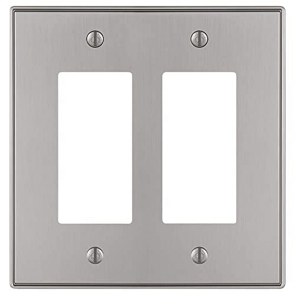 Brushed Nickel 2-Gang Metal Rocker Wall Plate