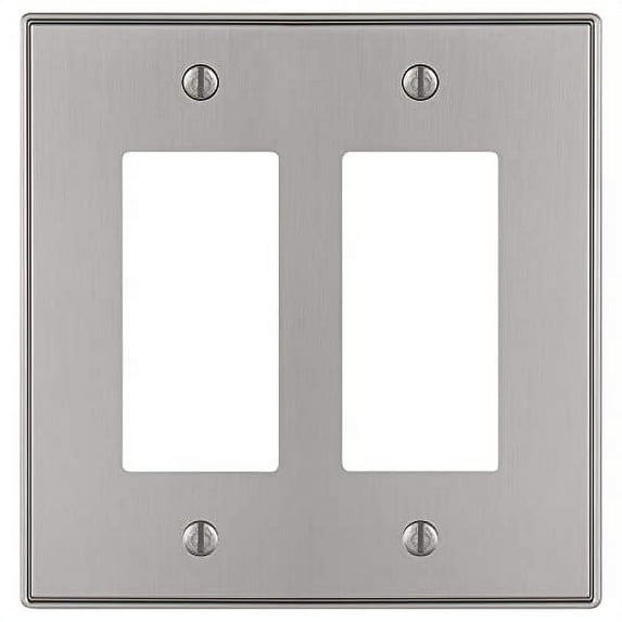 Amerelle 70RRBN Halle Wallplate, 2 Rocker, Cast Metal, Brushed Nickel, 1-Pack