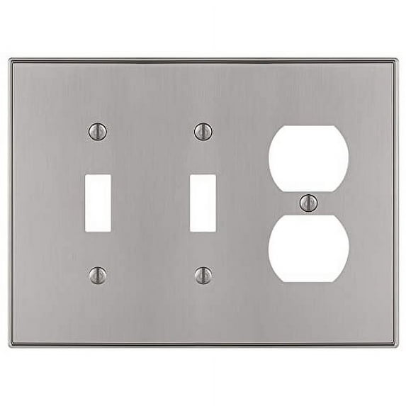 Amerelle 70TTDBN Halle Wallplate, 2 Toggle / 1 Duplex, Cast Metal, Brushed Nickel, 1-Pack