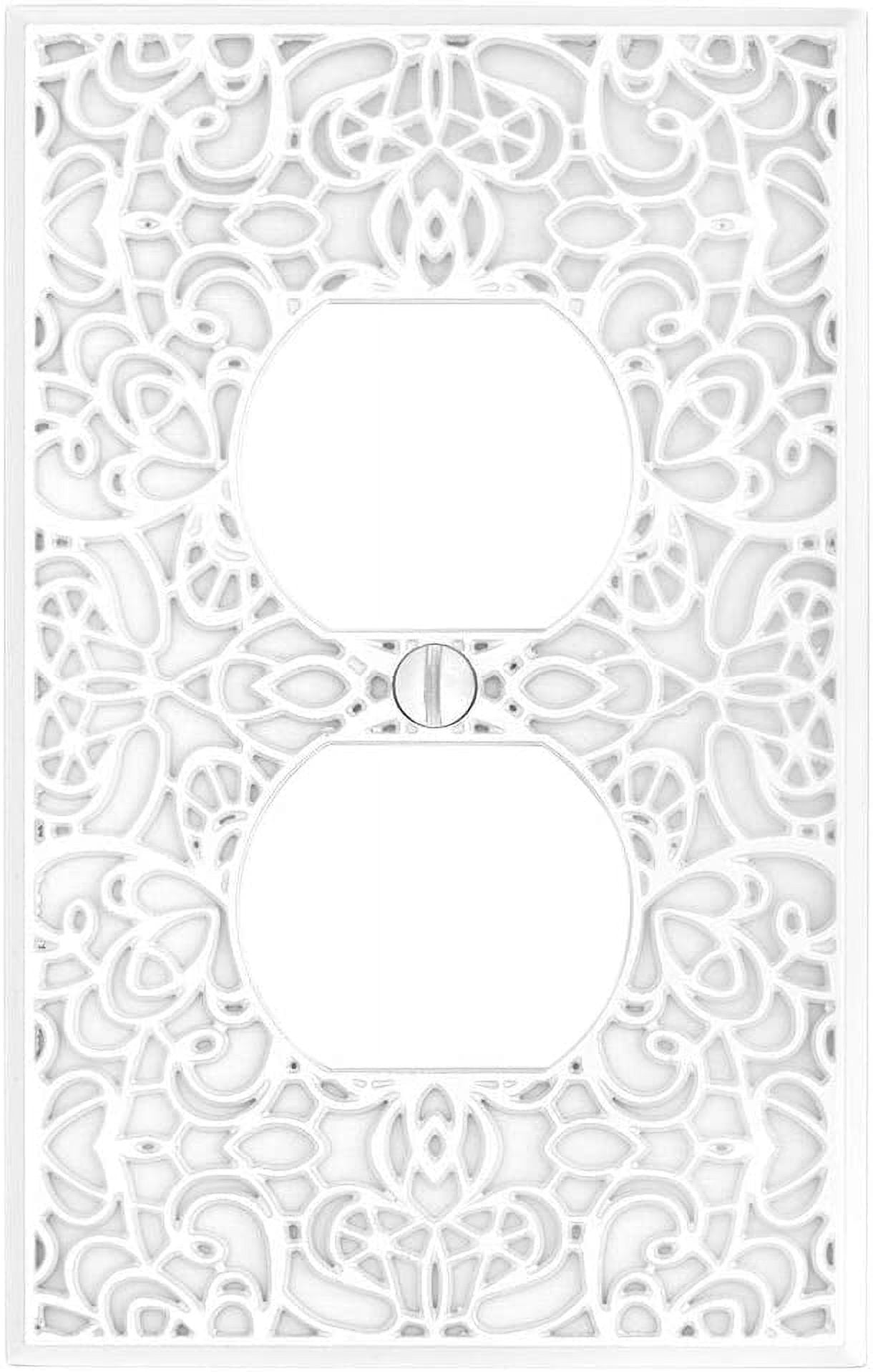 White Ornate Metal 1 Duplex Wall Plate