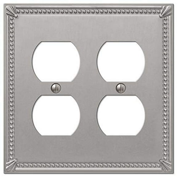 Amerelle 74DDBN Moderne Wallplate 2 Duplex Cast Metal Brushed Nickel 1-Pack