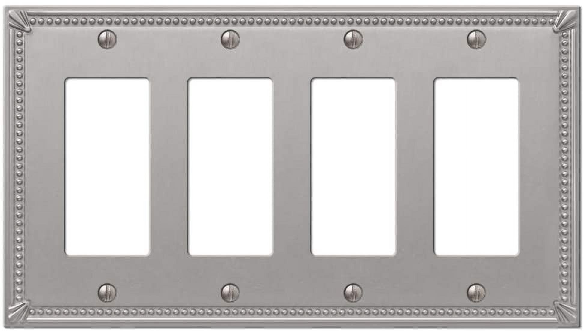Brushed Nickel Quad Rocker Metal Wall Plate