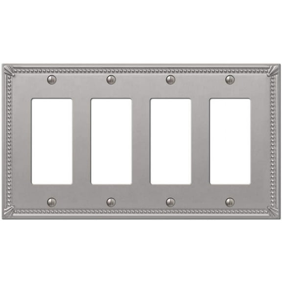 Amerelle 74R4BN Moderne Wallplate 4 Rocker Cast Metal Brushed Nickel 1-Pack