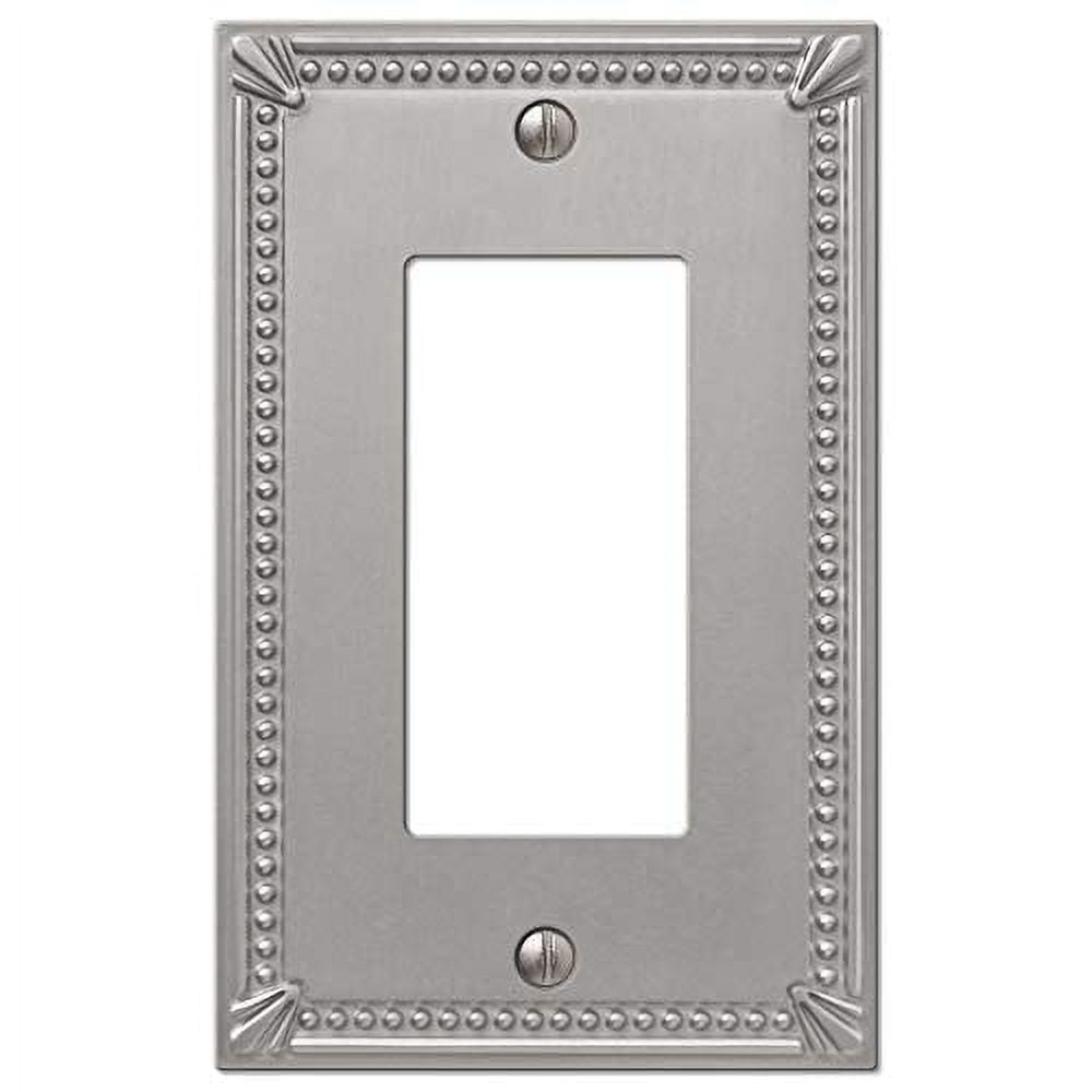 Imperial Bead Brushed Nickel 1-Gang Metal Decorator Wall Plate