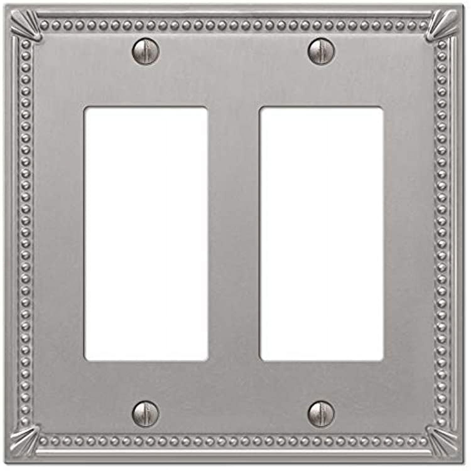 Amerelle Brushed Nickel 2-Gang Metal Decorator Wall Plate