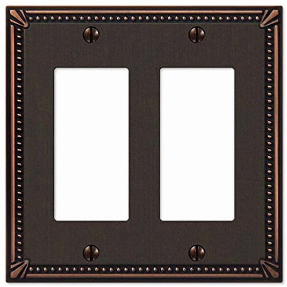 Amerelle Imperial Bead Aged Bronze 2 gang Die-Cast Metal Decorator Wall Plate 1 pk